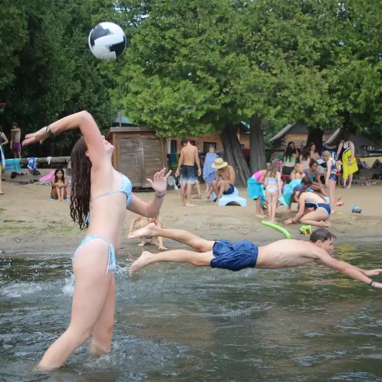 activities by the summer camp beach