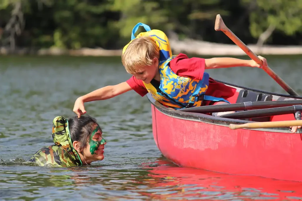 canoeing at summer camp